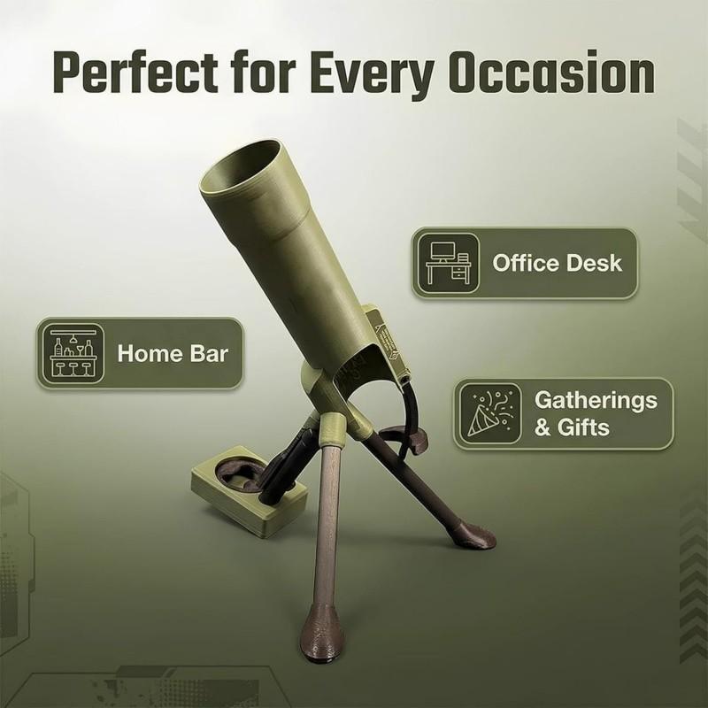 Beer Bottle Mortar Bottle Opener, 51mm Mortar Beer Bottle Opener Heavy-Duty Tactical Cap Launcher Hands-Free Push Down Opener Men's Exclusive Space for Bar & Desk Decor