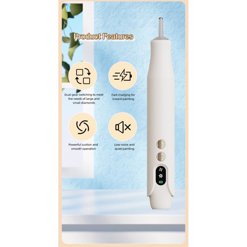 Electric diamond painting pen, wireless suction cup diamond painting pen, rechargeable, two adjustable suction modes, suitable for adults and children, complete accessories, perfect gift, diamond painting tool