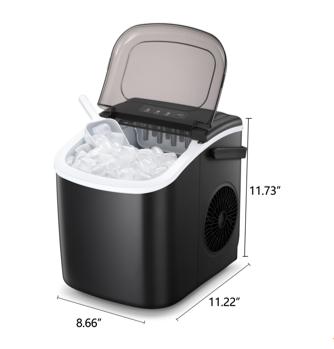 COWSAR Bullet Ice Maker Countertop with Self-Cleaning, Staninless Steel or ABS Plastic, 26.5lbs/24Hrs, 6 Mins/9 Pcs Bullet Ice, Portable Ice Maker for Kitchen/Home/Office/Party/RV