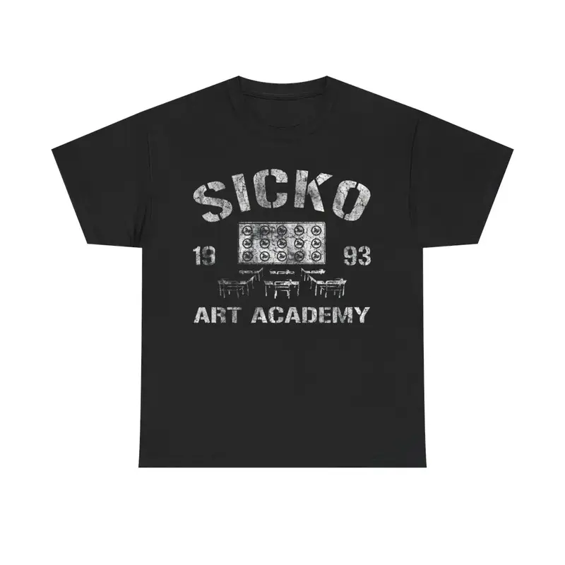 Men's Black Pure Cotton Vintage "Art Academy" Graphic Tee - Round Neck, Short-Sleeve, Casual Wear, Sharpness, Year-Round Comfy Streetwear Menswear Top, T-Shirt, Retro Print, Crew Neck, Classic, Shortsleeve, Vintage T Shirts, Cotton Graphic Tees, Casual Fi