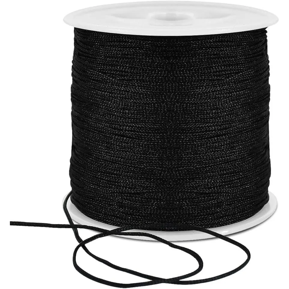 1mm x 100 Yards Black Nylon Cord Satin String for Bracelet  Making Rattail Macrame Trim Cord Necklace Bulk Beading Thread Kumihimo Chinese Knot Craft