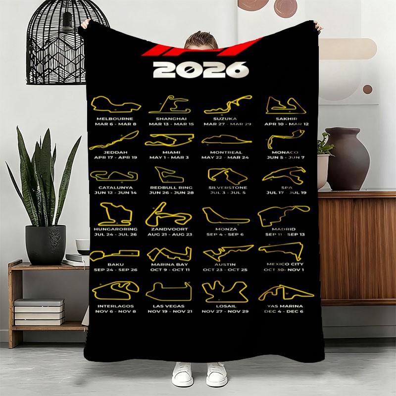 [tiktok Trend] Mark Every Lap of 2026 F1 Season, Sleek Blanket Featuring Iconic Circuits & Race Dates, Ideal for Motorsport Fans