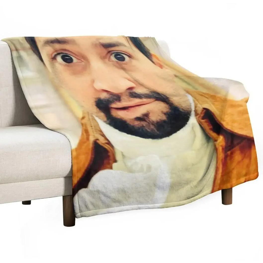 Lin-Manuel Miranda Biting Lip Meme Soft Flannel Blanket, Funny Actor Photo Throw for Musical Fans and Meme Rooms, Lin Manuel Portrait Collage Blanket, Biting Lip Photo Blanket, Celebrity Meme Fan Throw for Bedroom Couch Decor