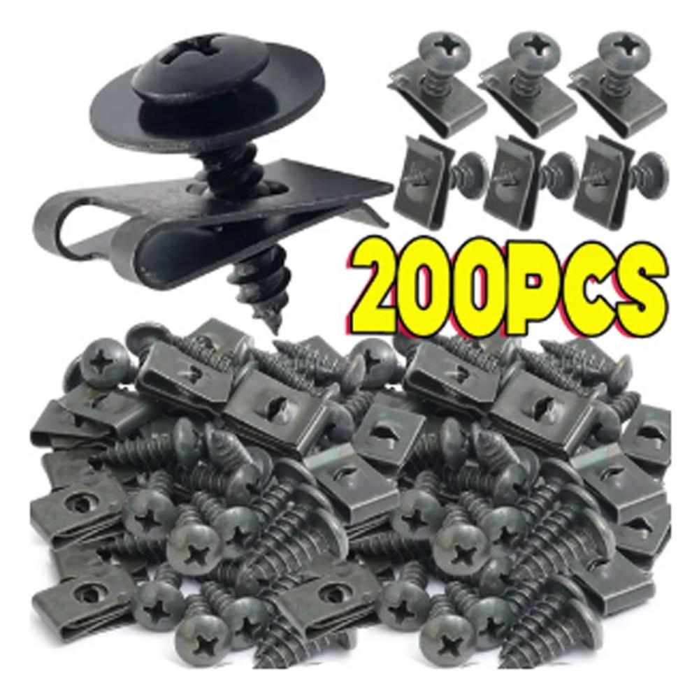 100 U-Shaped Clips with 100 Screws, Metal Wall Decor Accessories, Artwork Hanging Fasteners, Durable & Secure Mounting Solution