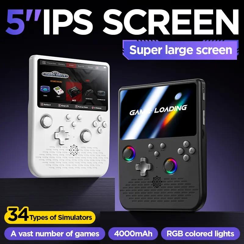 H5 Handheld Game Console, Mini Portable Video Game Machine, 5-Inch IPS Screen, 34+ Mainstream Emulators, 64GB TF Card, Gift for Boyfriend