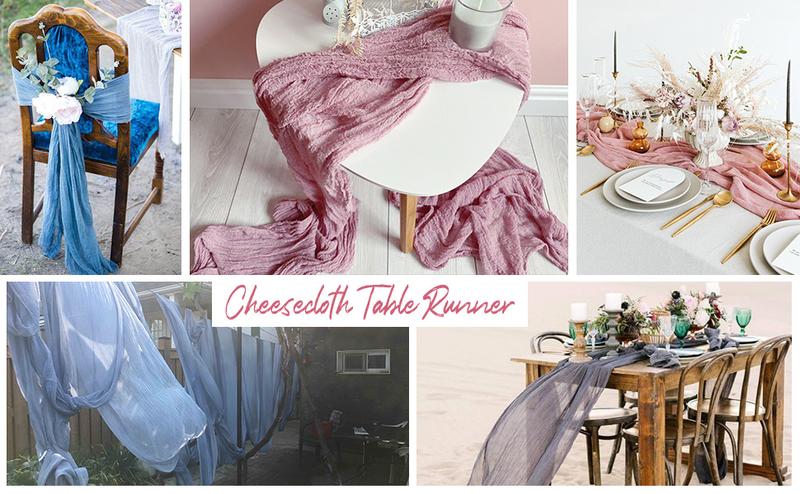 24/30-Pack 10FT Soft Gauze Cheesecloth Table Runners – Reusable Boho Rustic Decor for Weddings, Valentine’s Day, Baby Shower, Bridal Shower, Birthday Parties, Romantic Dinners & Trendy 2026 Event Table Setup