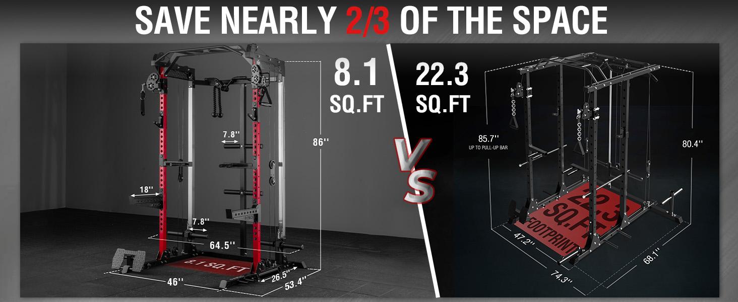 MIKOLO Power Cage, 2000LB Squat Rack, Dual Pulley Cable Crossover System, Multi-function Free Weight Home Gym Workout Machine with AttachmentsMIKOLO