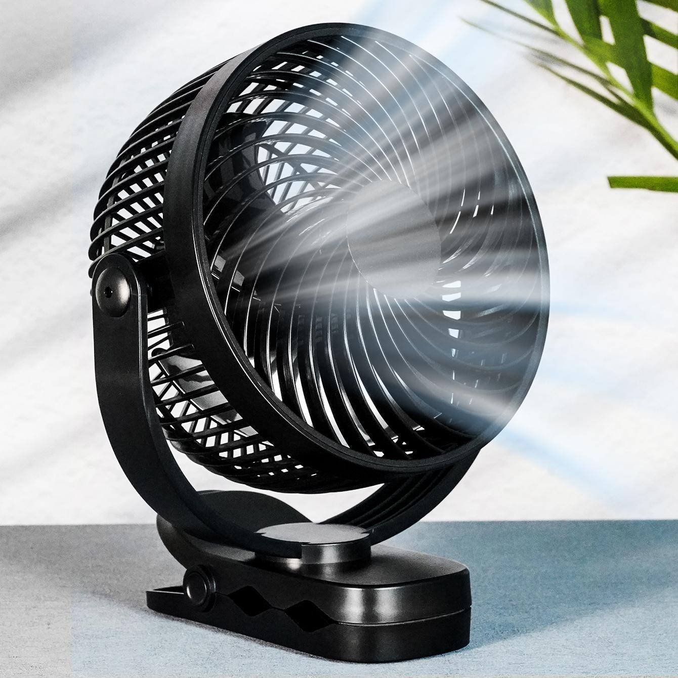 Portable USB Rechargeable Clip-on Fan Desktop Fan, Portable Fan  Personal Stroller Sleeping Fan 720°Angle Adjustable,Suitable for Office, Outdoor Travel, Camping, Gym
