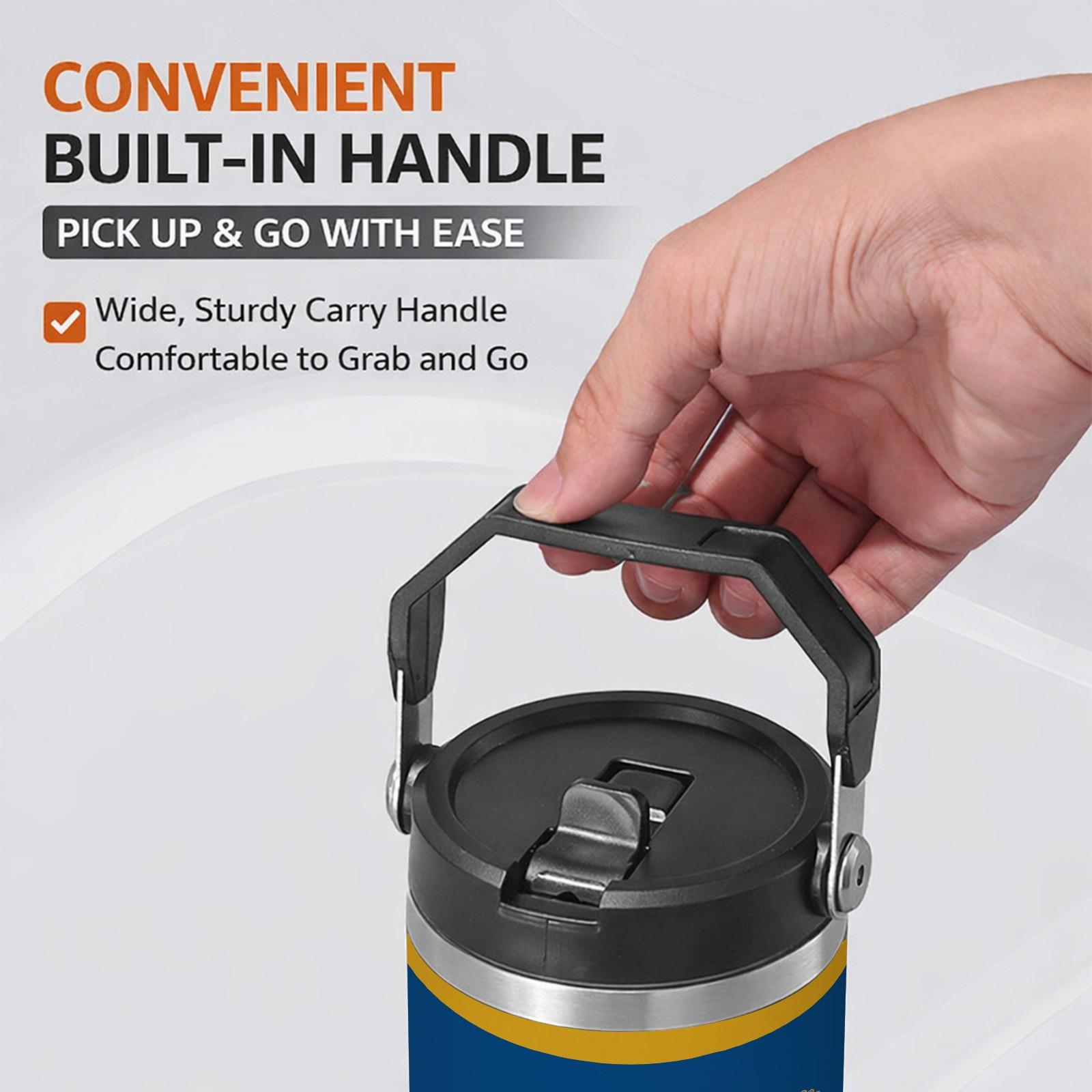 1 Pc Thermal Mug 30oz Skinny Tumbler With Handle And Lid, Double Wall Vacuum Cup, Leak Proof Insulated Mug, Keeps Hot 12 Hours Cold 24 Hours, Royal Style Fan Travel Mug For Coffee Tea, Gift For Men Women Sports Fans Holiday Premium Use