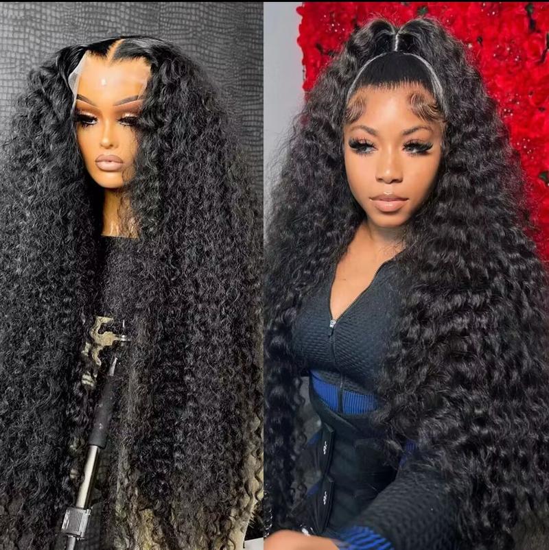 Bling Hair 32 Inch Kinky Curly Lace Front Wig Human Hair Pre Plucked with Baby Hair 13x4 Hd Lace Front Wigs for Women Natural Black