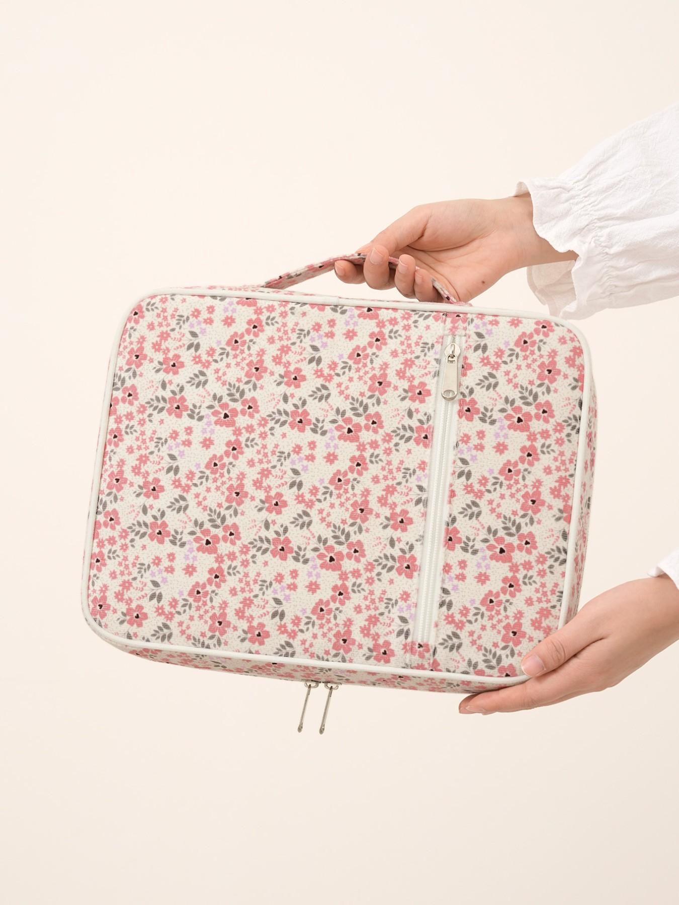 1pc Large Size Women's Bible Cover, Quilted Cute Bow Pattern Bible Case, Spacious Portable Dust-Proof Book Sleeve, Floral Pattern Bible Storage Bag, With Quilted Handle, Zipper Pocket, Essential For Bible Study, Teacher's Day Gift, Back To School Gift, Cu