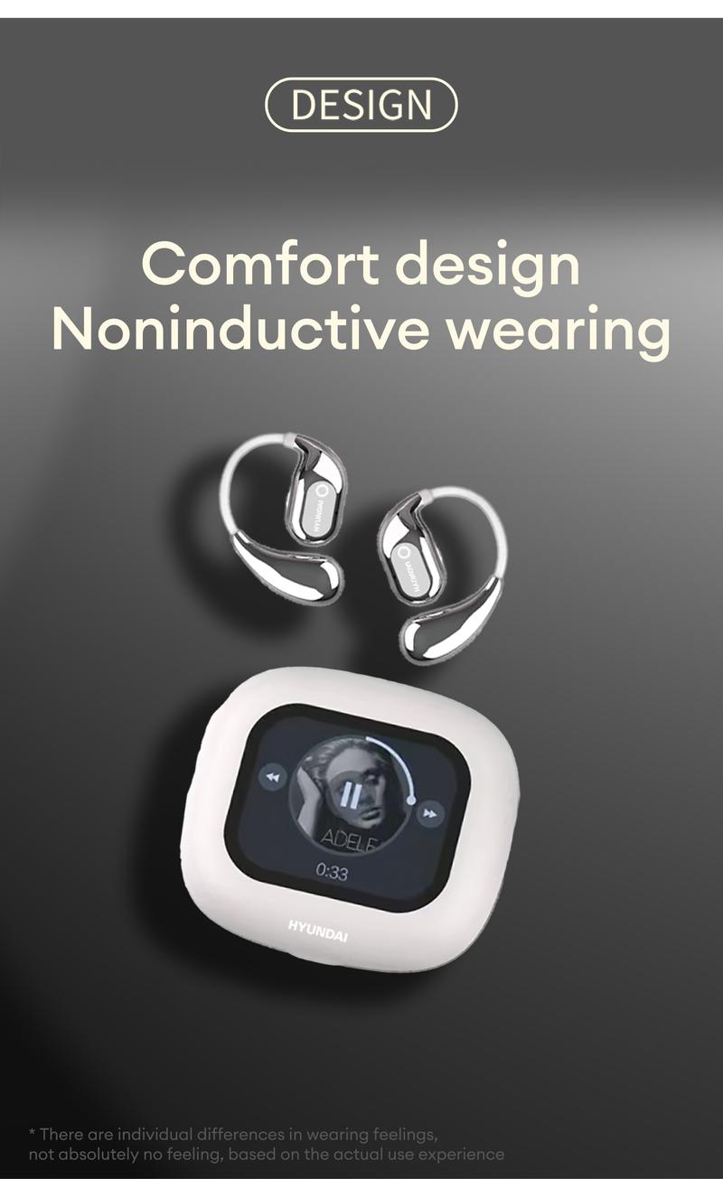 HYUNDAI HY Q18 Pro Electronic Earbud Bluetooth Headset with Full Color Touch Screen, Audio Wireless Headphones for Music & Phone Calls