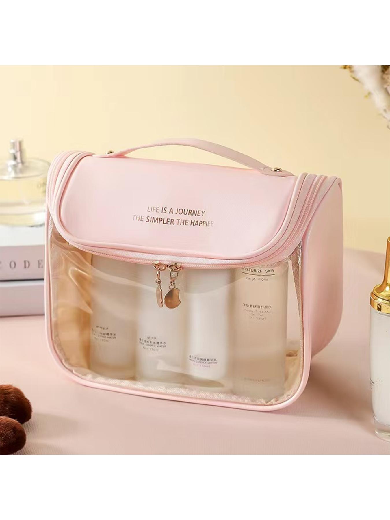 Portable Multi-Functional Transparent Makeup Bag, Travel Organizer, Daily Use, Waterproof Cube Design, Large Capacity Storage Bag