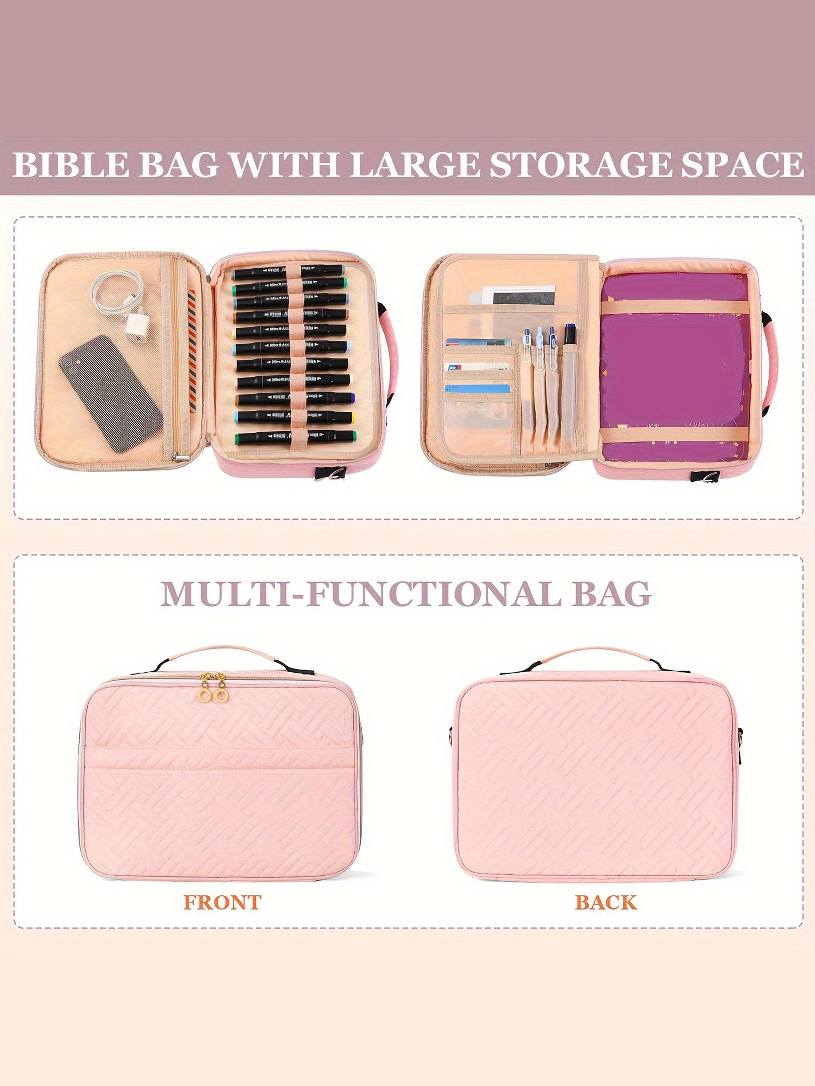 Women's Large Bible Bag, Soft Handle & Shoulder Strap, Multi-Pocket Design, Fits Large Bibles & Accessories, Halloween Christmas Gift, Print Handle Satchel