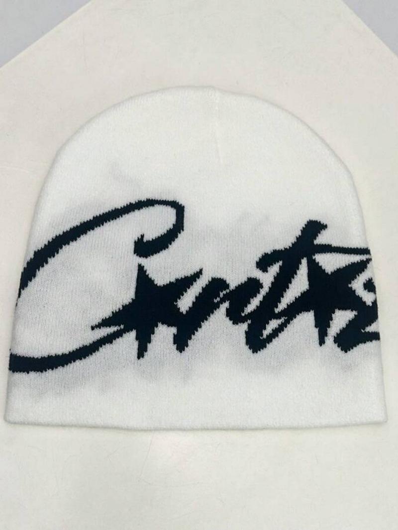 1pc Unisex American Hip Hop Streetwear Jacquard Knitted Beanie Fitted Hat, Warm & For Autumn/Winter Fall Outfit