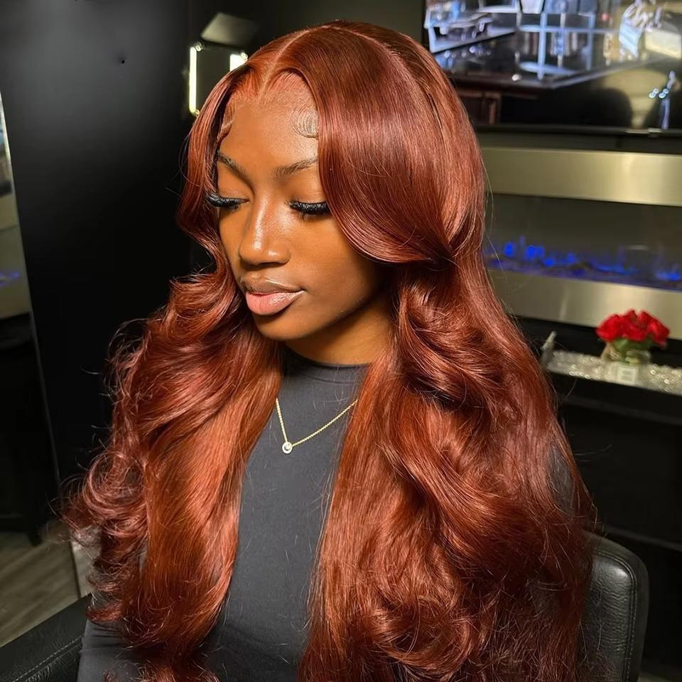 Bling Hair Ginger Color Body Wave 180% Density Pre Plucked 13x6 Lace Frontal Wig Human Hair Wigs For Women