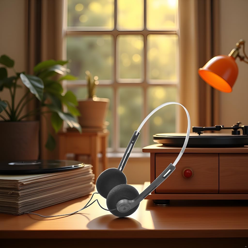 Retro Lightweight Earphones,Over-Ear Headphone, Feelings Underwire Headphones,Hi-Fi Stereo Earphone Headset,Headphone,for  Mobile Phones Playback Pevices Headphones (Orange + Black)