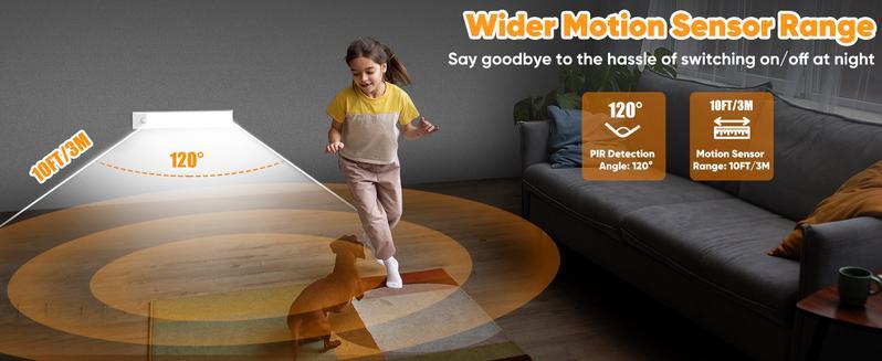 Under Cabinet Lighting 4 Pack Closet Light with Motion Sensor Indoor Dimming USB Rechargeable LED Stick on Lights for Bedroom Kitchen Stair 16inch 3 Color Temperatures Easy Install