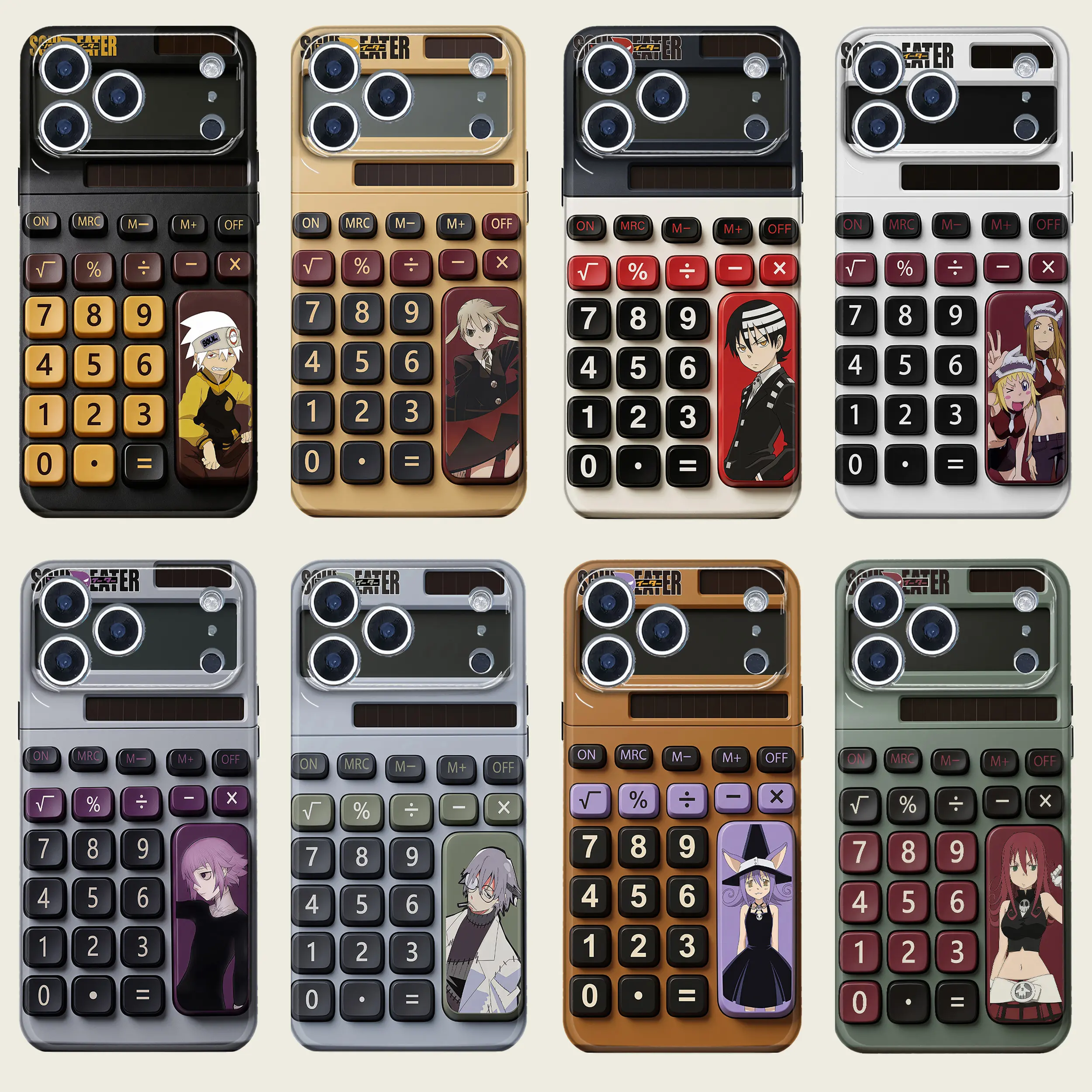 Soul Eater Anime Retro Calculator Pattern Button Phone Case - Precise Hole, Hard Shell For iPhone 17/16/15/14/13/12/11 All Models, Vintage Funny Character Protective Cover #JKFLKJSQ1