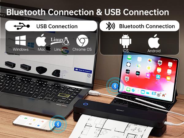 Inkless Portable Printer, Wireless Bluetooth Thermal Printer for Travel & Mobile Use, Compatible with iOS, Android, Laptop, Supports 8.5"x11" US Letter & A4 Paper, No Ink Needed, Ideal for Home & Office Inkless Portable Printer, Wireless Bluetooth Thermal Printer for Travel & Mobile Use, Compatible with iOS, Android, Laptop, Supports 8.5"x11" US Letter & A4 Paper, No Ink Needed, Ideal for Home & Office