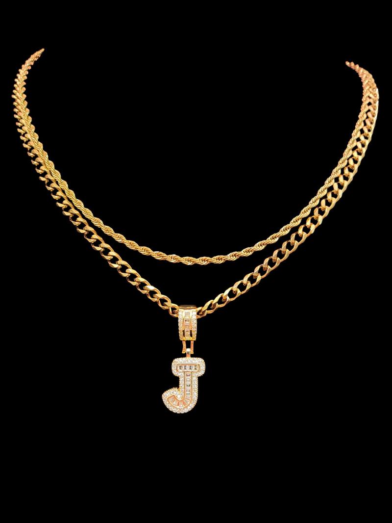 Fashion Letter Pendant Initial Necklace & Cuban Link Chain Necklace, Stainless Steel Jewelry for Party, Daily Clothing Decor, Trendy All-match & Exquisite Jewelry for Birthday Gift