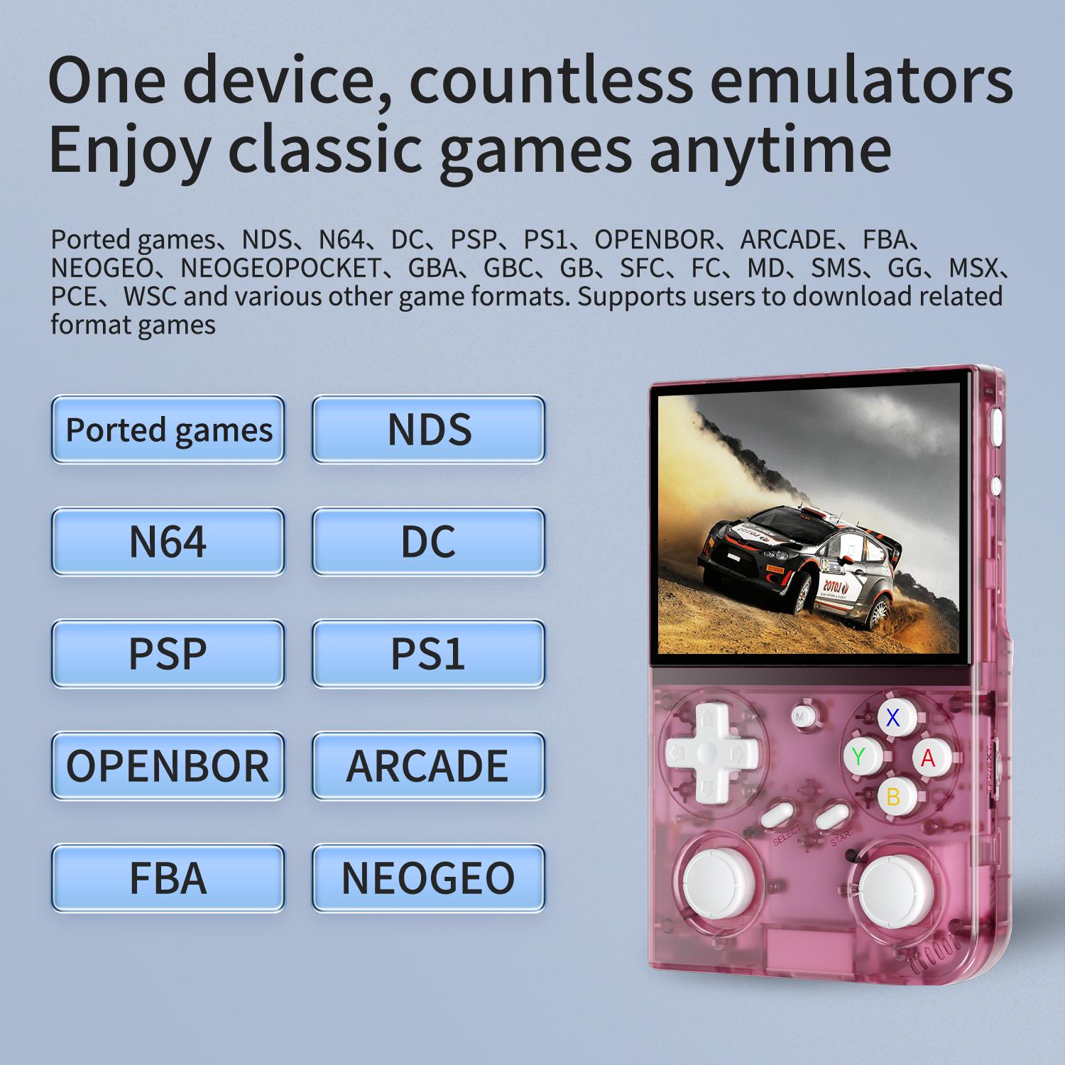 G350 Retro Handheld Game Console 3.5 Inch IPS Screen Linux System 64G TF Card Preloaded Game Console 3200mAh Battery