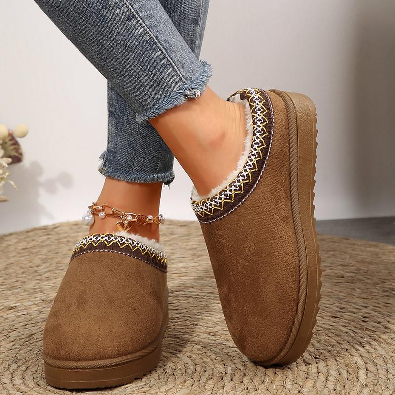 Women's Slippers Platform Mini Boots Short Ankle Boot Fleece Lined Sneakers House Slippers Anti-Slip Snow Boot For Outdoor Springfresh