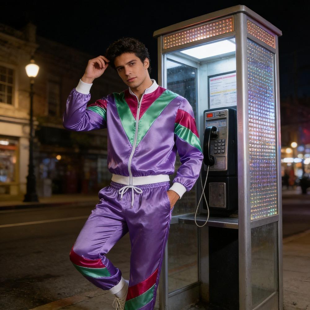 2-piece Set of Vintage Disco Sportswear From The 1980s Hip-hop Couple Performance Clothing Party Vintage Stage Dance Sportswear