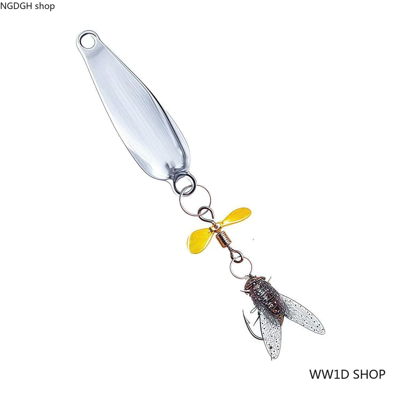 Blue Iridescent Spinner Fly Fishing Lure - Trendy Propeller Blade Realistic Insect Fly Bait with Vibrant Blue Holographic Body, Sharp Treble Hook High-Action Lure, Perfect for Bass Trout Perch Topwater Fishing Lake River & Summer Casting
