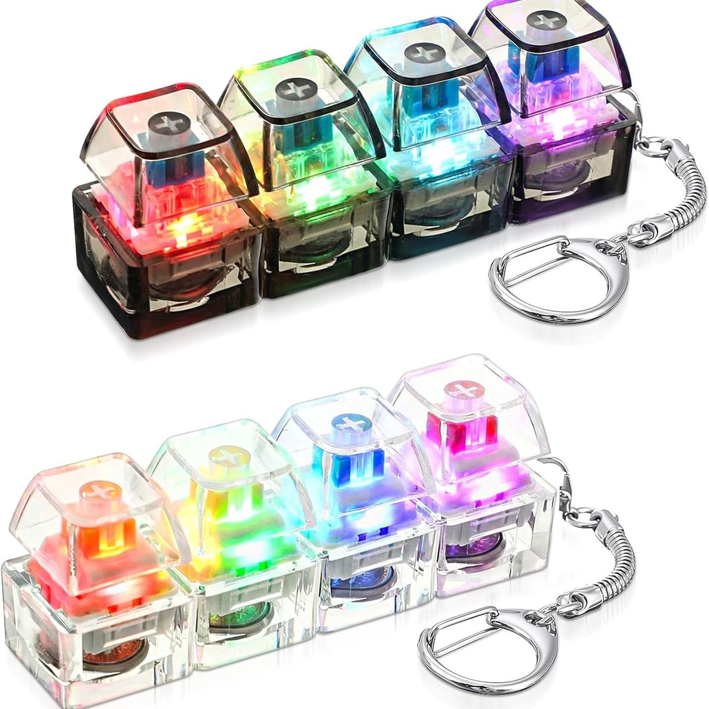 2 Pcs 4-in-1 Keyboard Light-Up Keys Adult Fidget Clicker Toy with LED ...