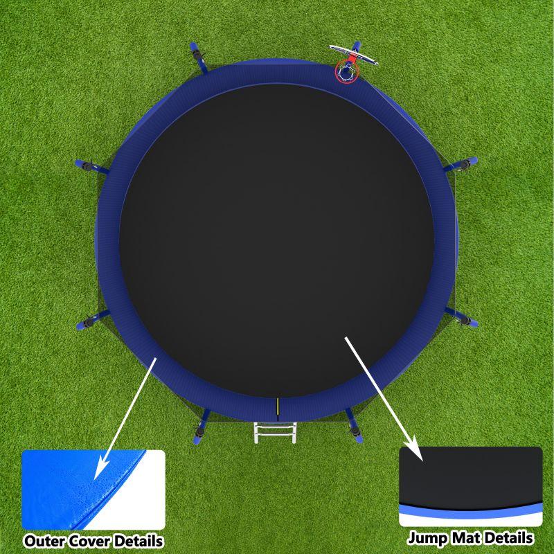 [Christmas Gift]Mersco 8/10/12/14 ft Trampoline for Kids Upgraded 960Lbs Trampoline Capacity for 3 Kids with Hoop & Safety Enclosure Net Blue,Gift for Boys Girls,Chirstmas Gift for Kids