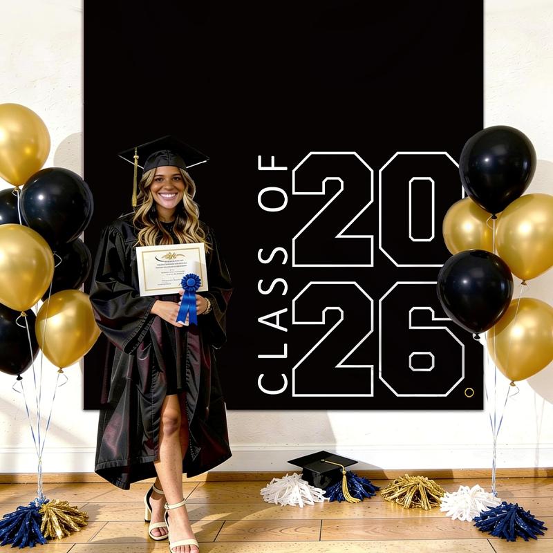 2026 Graduation Banner, “Congratulations on Your Graduation” Polyester Banner, photo backdrop and wall decorations for graduation ceremonies and parties, suitable for high school and college graduation party decorations
