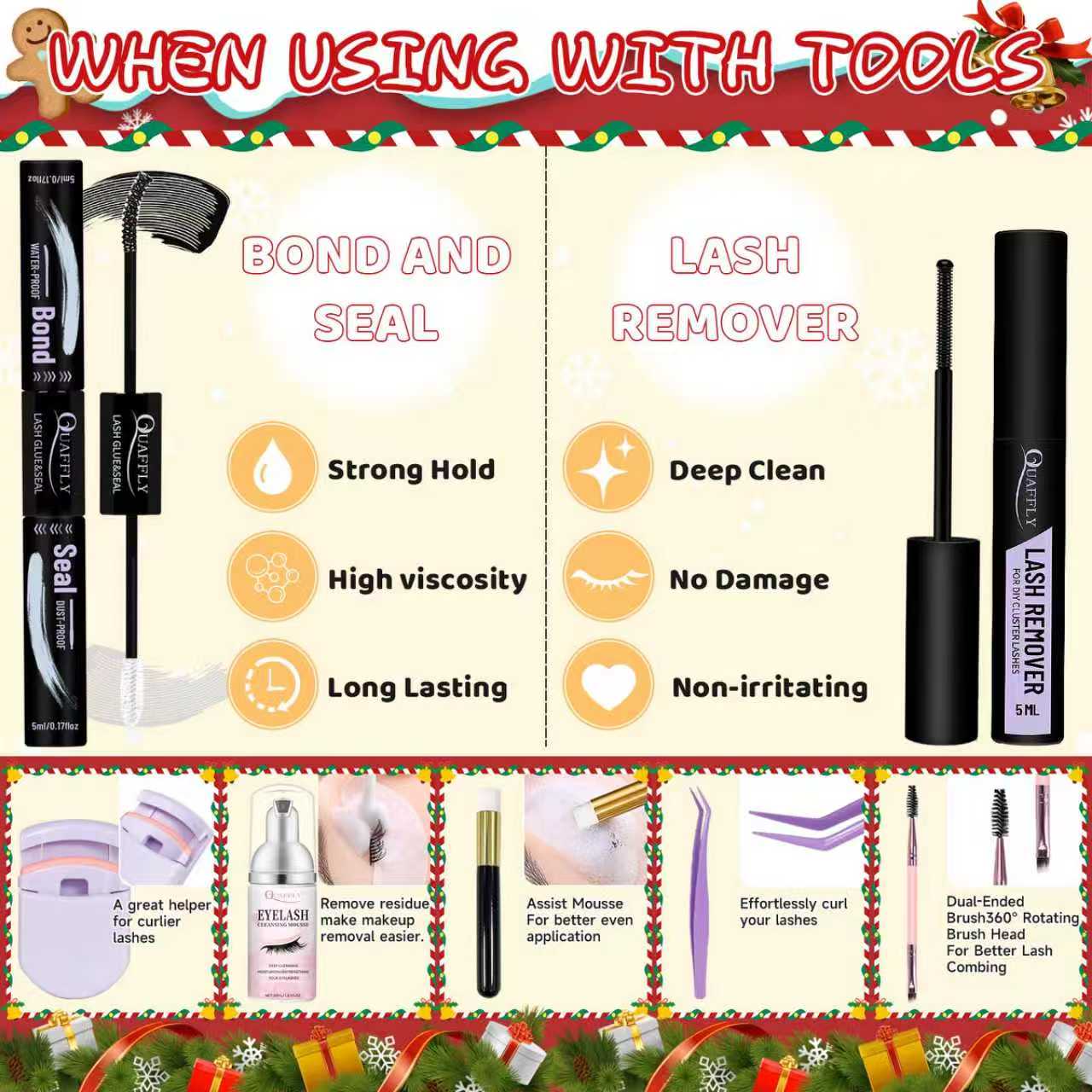Christmas DIY Lash Extension Kit 1384Pcs D Curl 11 styles Individual Lash with Bottom Lash Clusters Lash Bond and Seal Remover Cleansing Mousse and brush Lash Curler EDual-Ended Brush Tool DIY Eyelash Extensions for DIY Lash Extension Kit