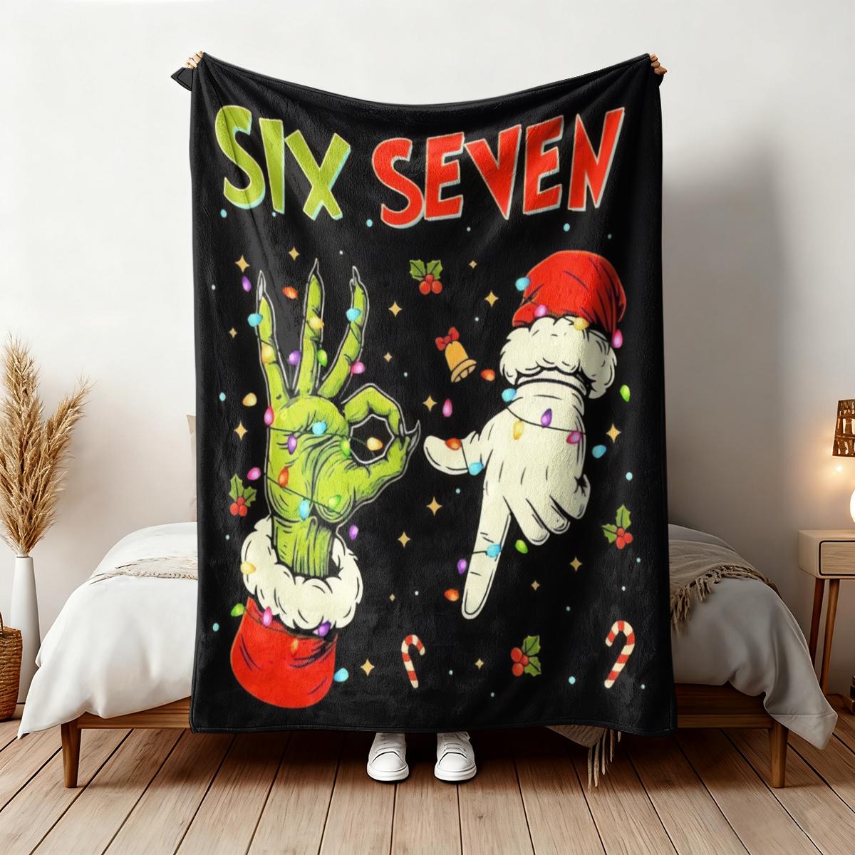Comfortable Anime Grinch Christmas Flannel Blanket, All-Season Comfort, Perfect Gift for Bed, Sofa, Travel, Camping