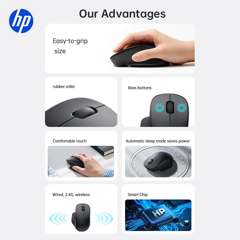 Hp Silent Wireless Dual Mode Mouse, Ergonomic Design, Fast Pairing, High Precision, Compatible with Laptops, Desktops, Tablets, Ideal for Gaming, Work, Daily Use, Computer Gaming Mouse, Cordless Mouse