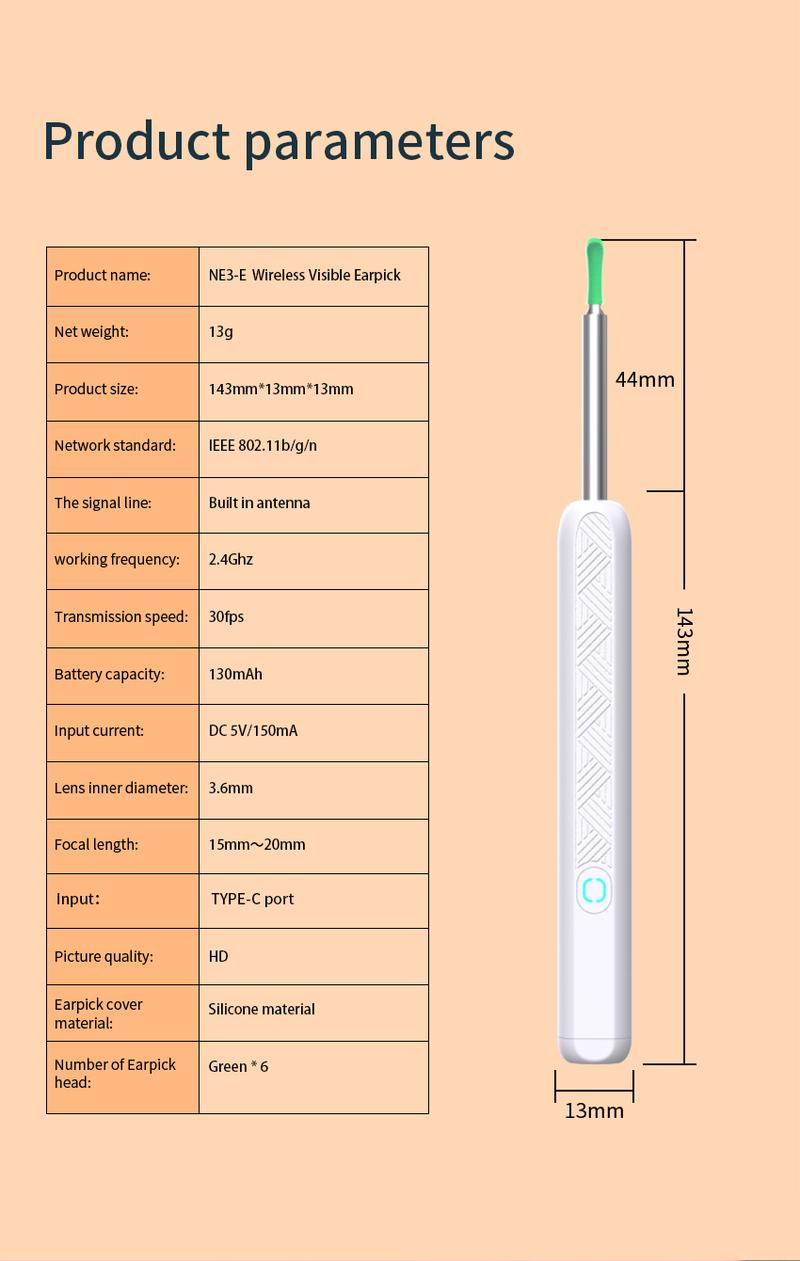 JPHYLL Rechargeable Earwax Removal Tool Kit with 360° Camera Waterproof Type-C Charging Portable Ear Cleaner for iPhone & Android 8 Attachments
