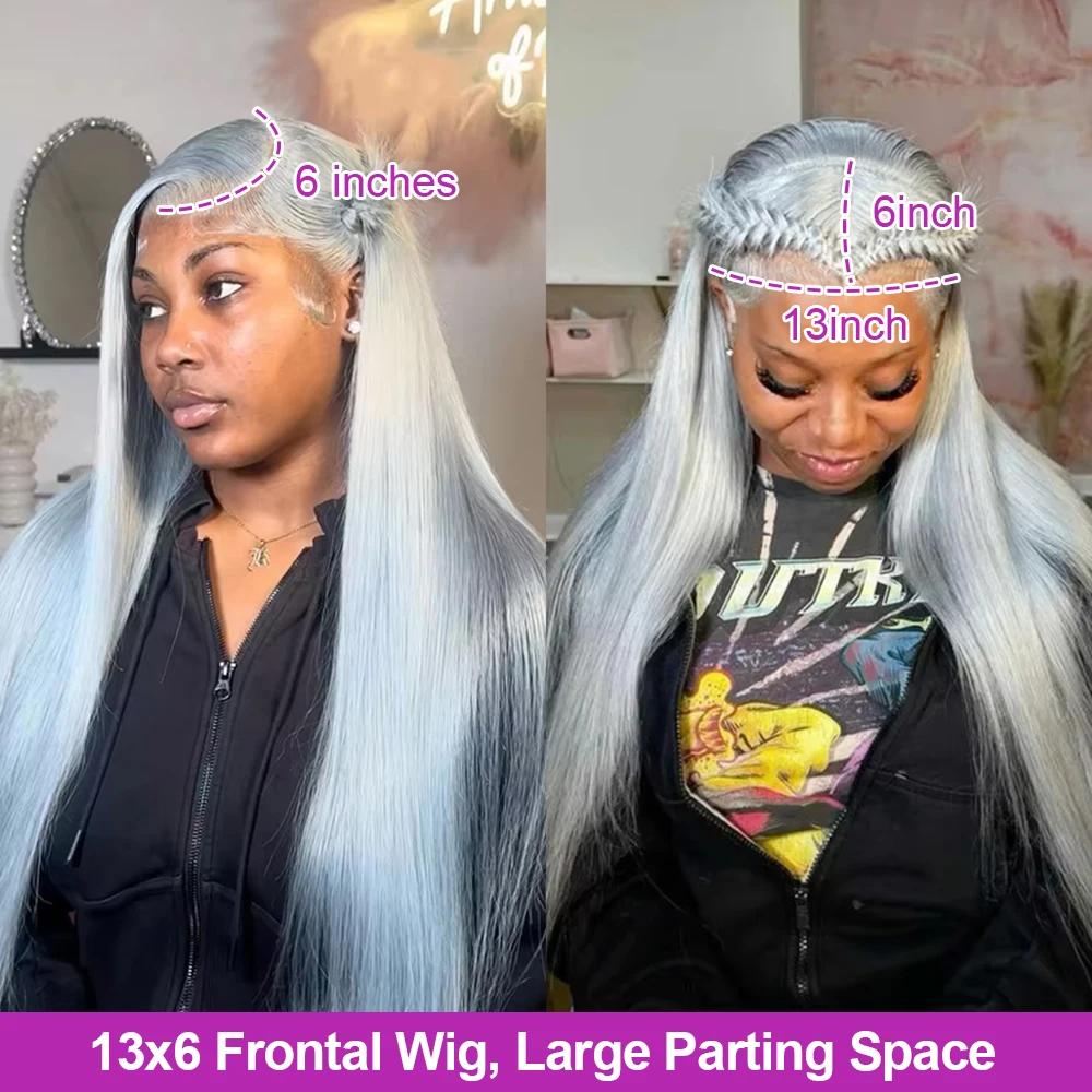 Bling Hair Silver Grey Color Straight 13x4 Lace Front Wig Human Hair Brazilian Transparent Lace 13x6 Frontal Wigs For Women Human Hair Preplucked  #TikTokShopBlackFriday
