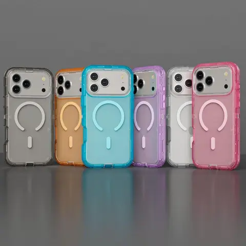 Magnetic 3 in 1 shockproof case for  iPhone 18 Pro Max/18pro/ 18/17 Pro Max / 16 / 15 / 14 / 13 / 12 Pro. Clear solid color protective cover. Full protection. Anti drop. Simple style hn0531 2