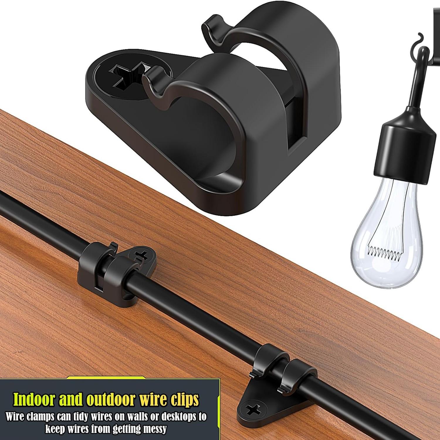 Screw-In String Light Hooks, Double Clips for Outdoor Patio, Weatherproof Fairy Light Hangers, Christmas Halloween Decor