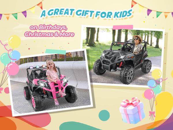 Hikole 24V Kids Ride-On UTV ,2 Seater, Remote Control, 4×200W Motors, Music & Lights,4 Wheels Spring Suspension Rechargeable Car kids stuff for boys