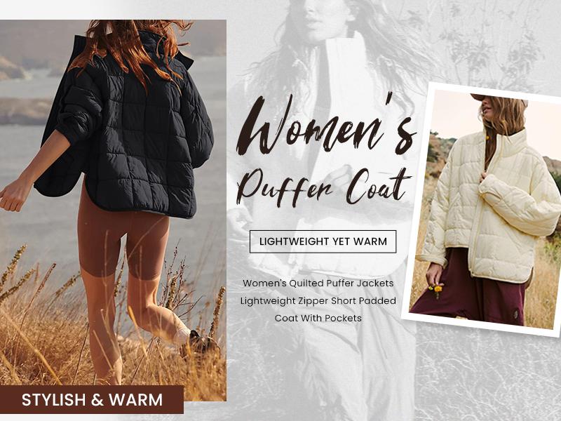 Yeokou Womens Quilted Puffer Jackets Lightweight Zipper Short Winter Coat with Pockets