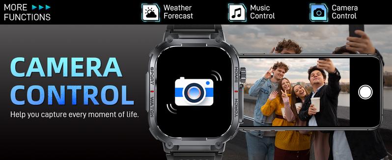 3ATM Waterproof Outdoor Smart Watch for Men with Call Make/ Answer 100+ Sports Modes Pedometer Compass Multifunctional Smartwatch Compatible with iPhone Android Phones Digital Watch Gifts for Men