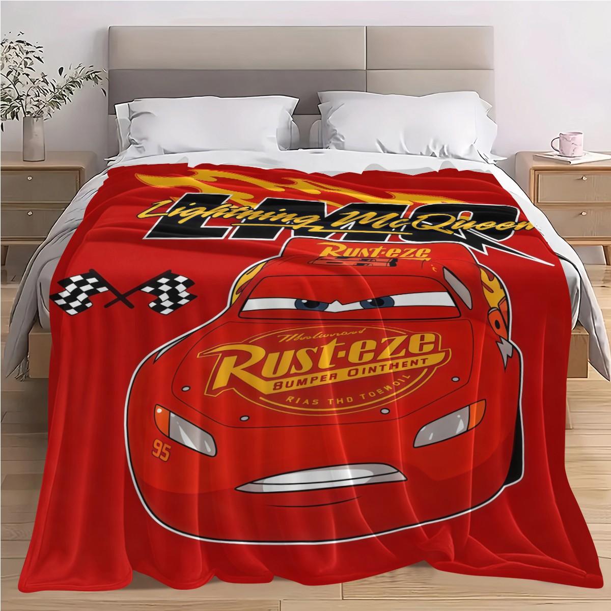 Cars Lightning Mcqueen Flannel Blanket, Flame Rust-Eze Identifier, Soft Skin-Friendly, Bedroom Nap Sofa Warm Cover, Holiday Gift