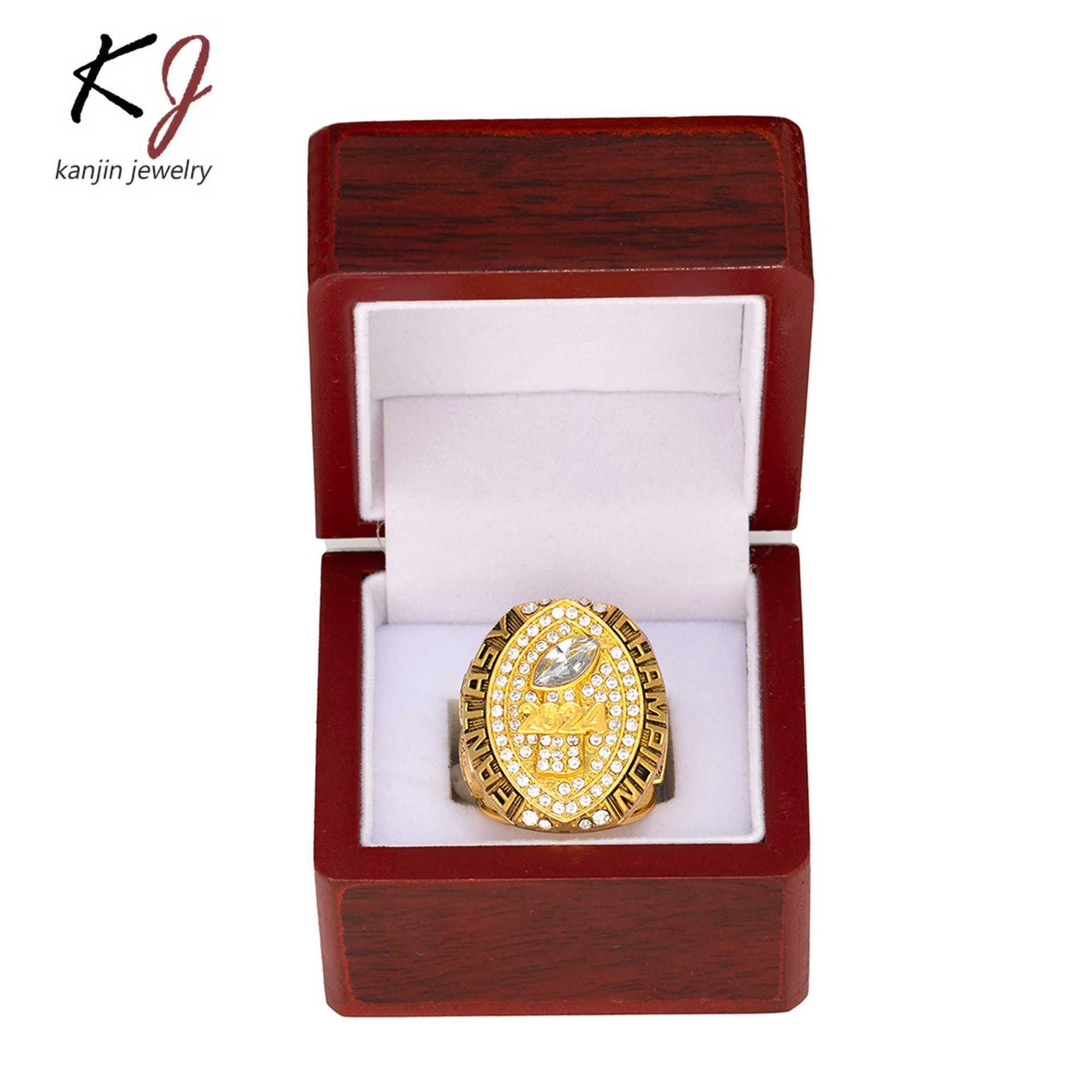FFL2024 Fantasy Football Championship Ring Gold Men's Jewelry Vintage Ring