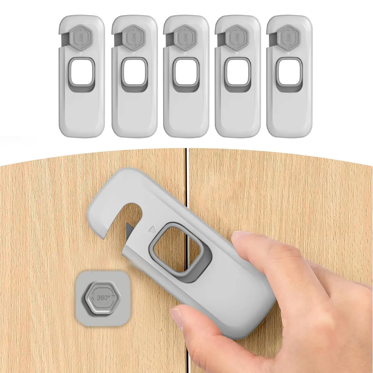 5-Pack Childproof Refrigerator Locks - Adhesive Safety Latches for Fridge, Oven & Cabinets, Baby Proofing Door Locks to Prevent Pinching