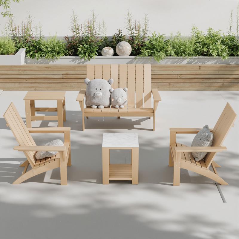 Kullavik Adirondack Chair Set of 2 with Table, Adjustable Folding Weather-Resistant HDPE Outdoor Chairs, All-Weather Patio Furniture for Deck, Poolside, Garden, Balcony