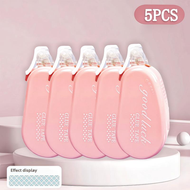 5 large capacity double-sided tape sets - strong adhesive, easy to stick and remove, suitable for scrapbooks, collages and photo albums, diaries, handicrafts, offices, back to school preparation, non stick multi-purpose glue, smooth application