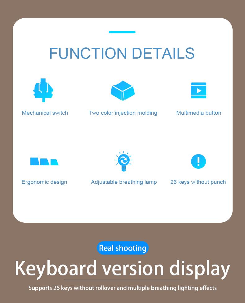 MageGee MK-Storm Typewriter Mechanical Gaming Keyboard, Retro Punk Round Keycaps Blue LED Backlight USB Wired Computer Keyboard for Gaming and Office, Compatible with Windows