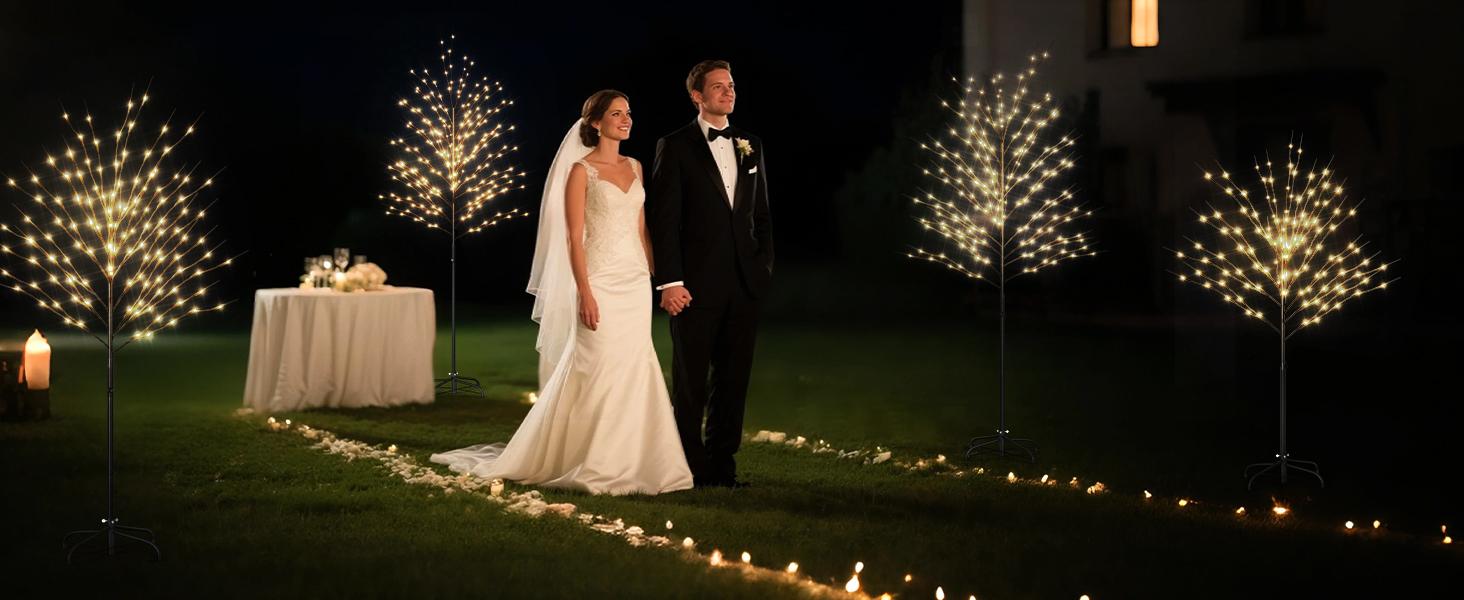 Lilypelle LED Lighted Trees for Christmas Indoor and Outdoor Decoration, 5Ft Warm White Light Metal Twinkling Tree for Holiday Party Home Yard Patio Decor, 8 Lighting Modes and Waterproof