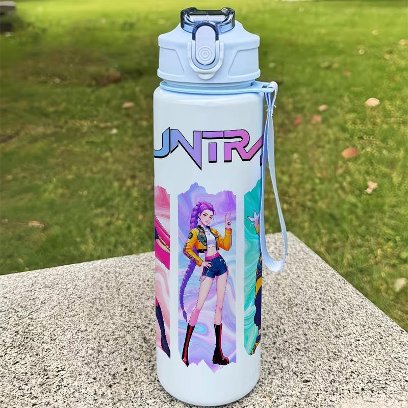 1pc Large 25oz/750ml Leakproof Water Bottle with Dark Anime Manga Design - Leakproof Lid, Durable Plastic Cup for Gym, Travel, for home, Birthday Gifts